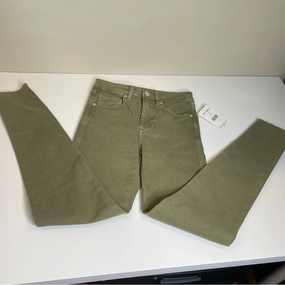 Free People High Rise Jegging Army Green Skinny Jeans
